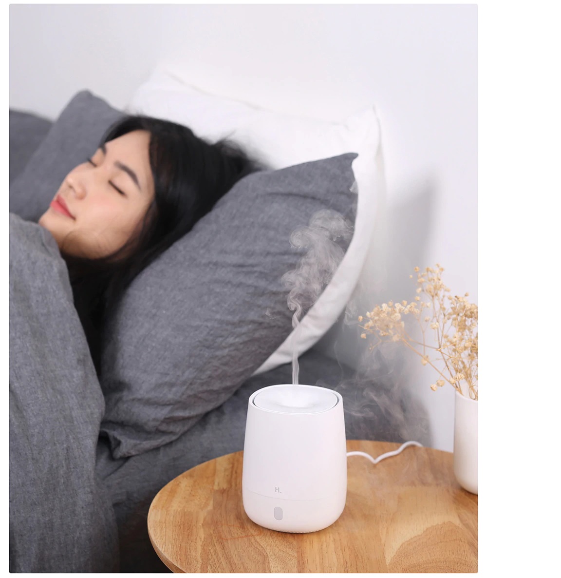 Máy khuếch tán tinh dầu Xiaomi HL mini cổng USB 120ml nhỏ gọn tích hợp đèn ngủ cho xe hơi/gia đình/yoga
