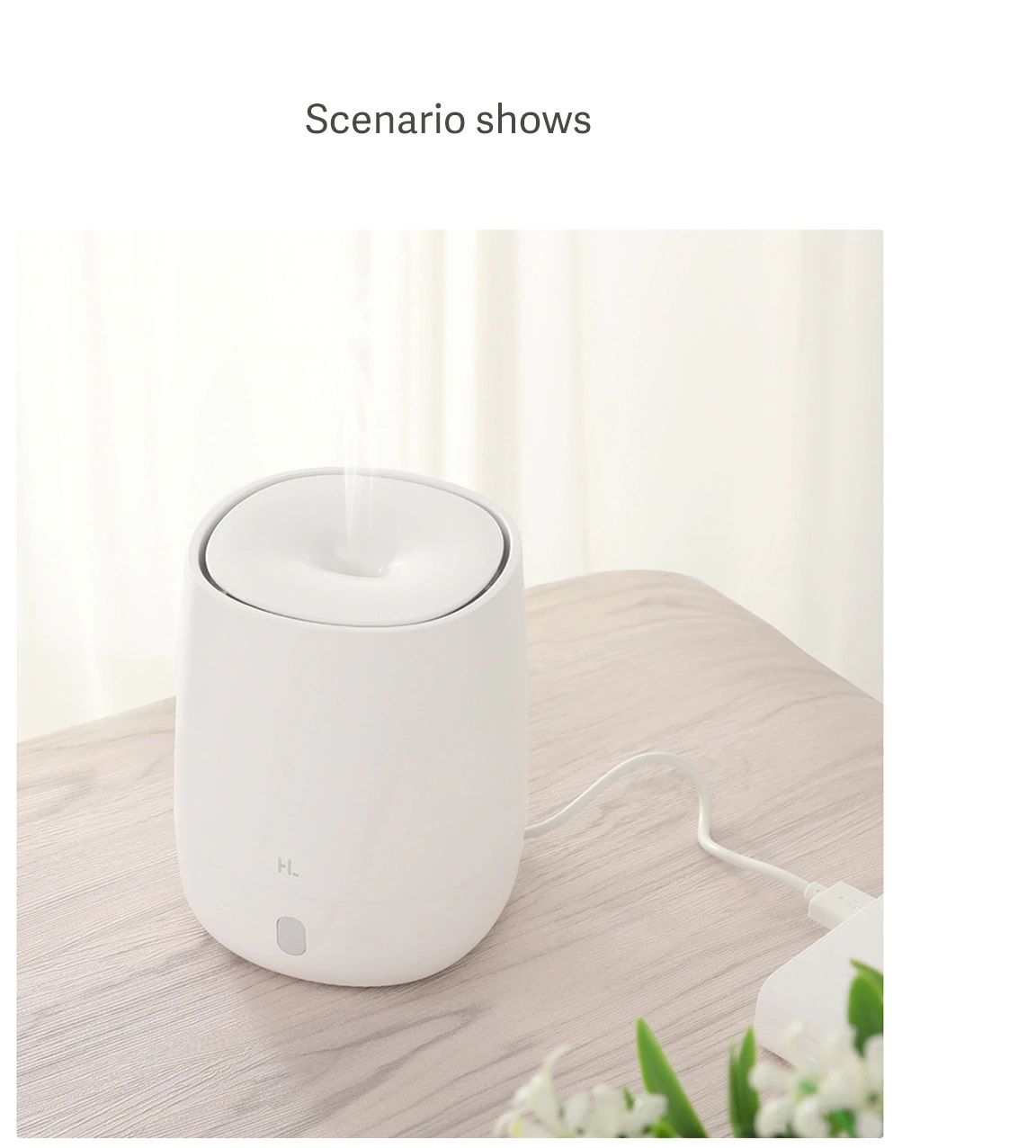 Máy khuếch tán tinh dầu Xiaomi HL mini cổng USB 120ml nhỏ gọn tích hợp đèn ngủ cho xe hơi/gia đình/yoga